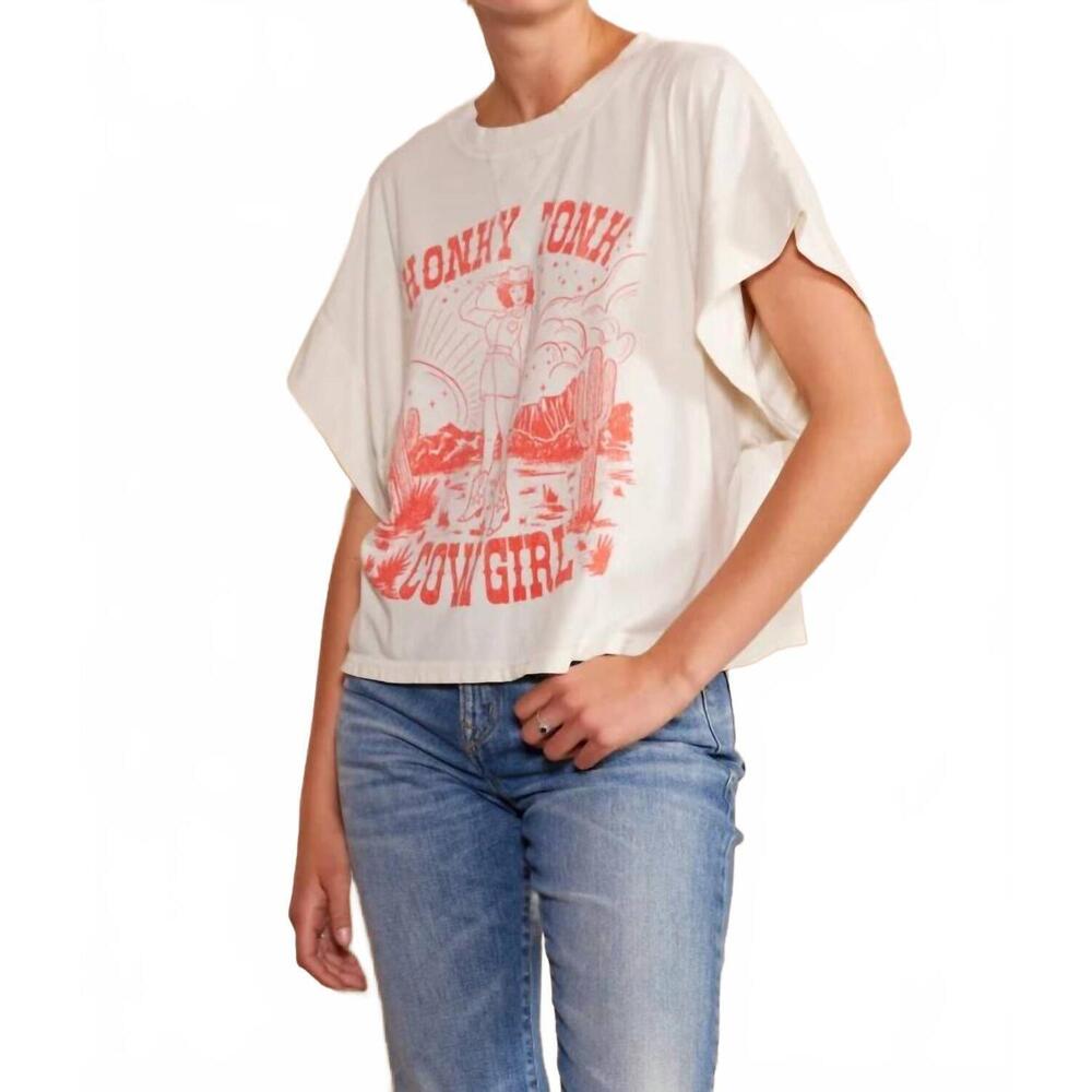 NEW PEOPLE OF LEISURE "honky cowgirl" crew neck t-shirt in white